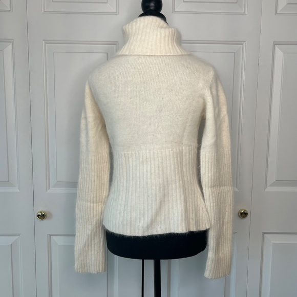 RW& Co Cream Turtleneck Sweater with Beaded Snowflake and Fuzzy Texture Size L - Picture 4 of 7